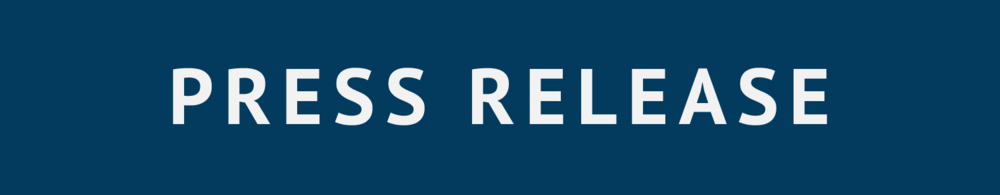 Navy blue banner with words Press Release
