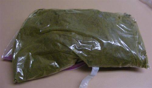 A bag filled with marijuana.