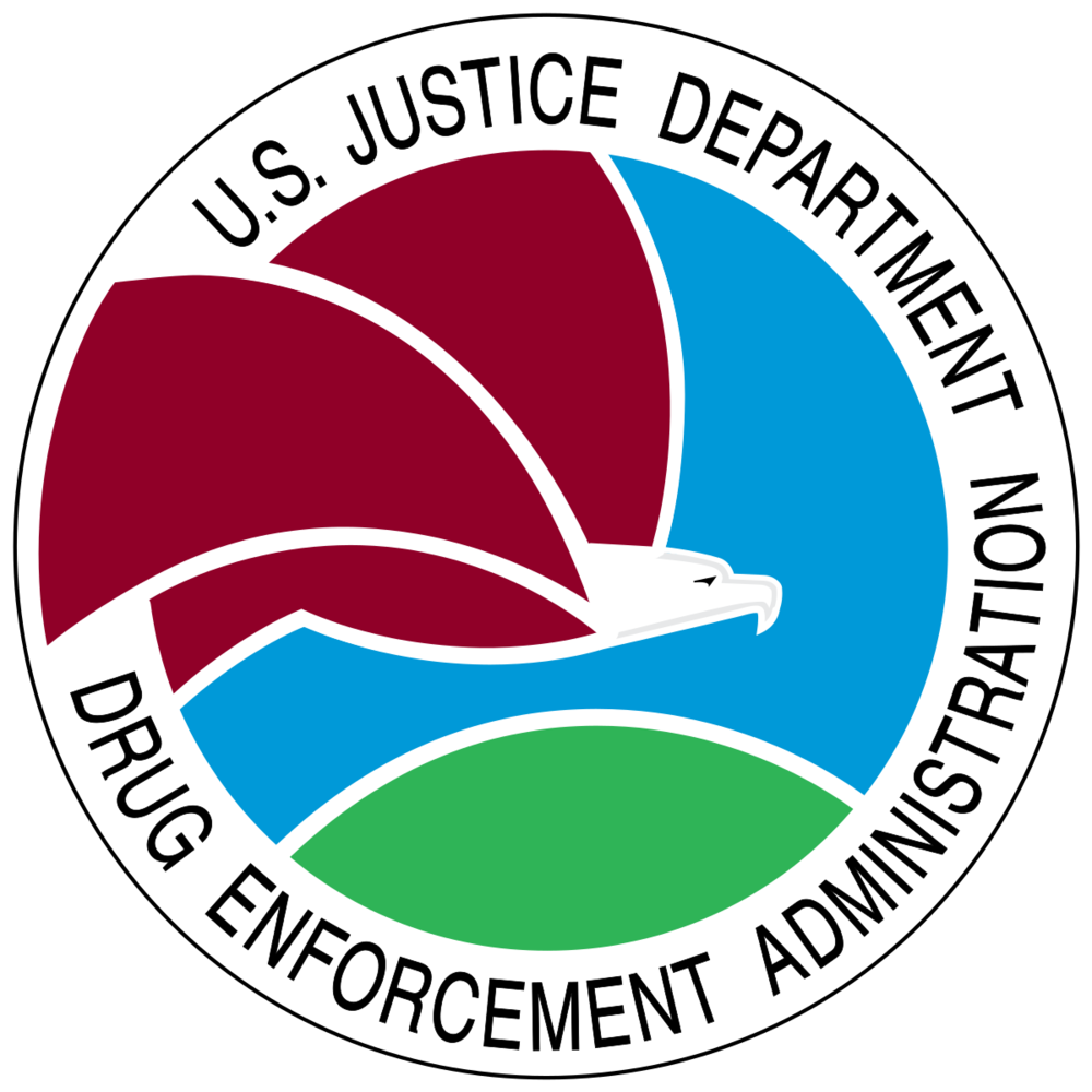 U.S. Justice Department - Drug Enforcement Administration logo.