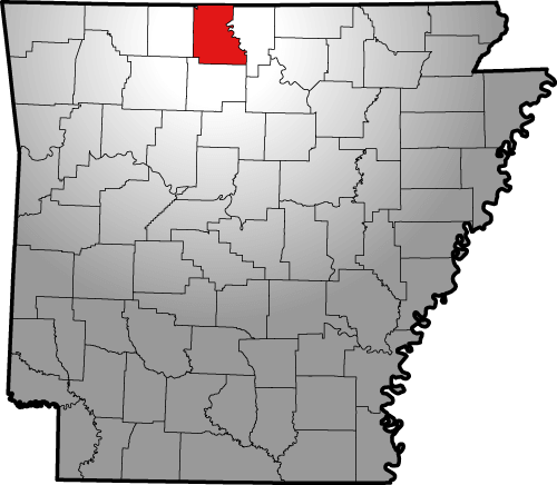 Map showing Marion County location within the state of Arkansas
